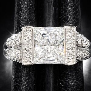 Victoria Wieck vintage fancy princess cut pave silver engagement wedding ring
